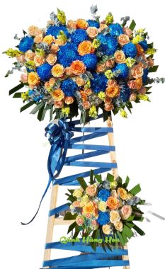 Kệ hoa mừng khai trương màu xanh dương sang trọng